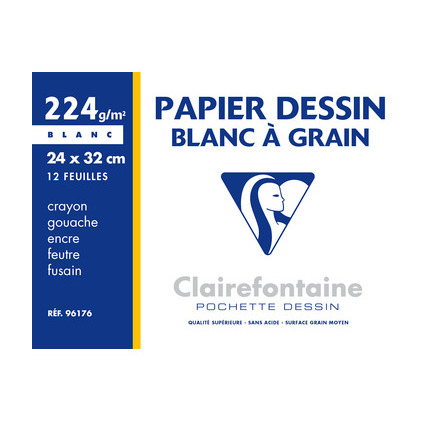 Clairefontaine Zeichenpapier "Blanc  Grain", 240 x 320 mm