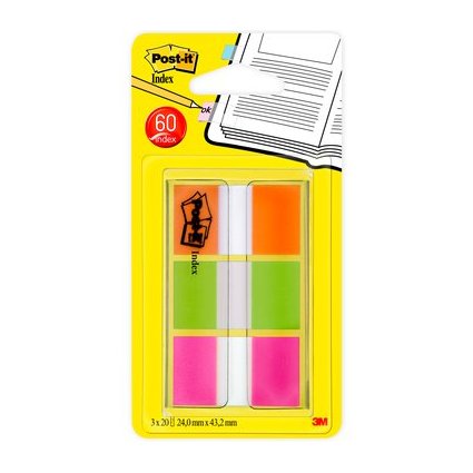 Post-it Haftstreifen Index, 25,4 x 43,2 mm, 3-farbig