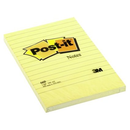 Post-it Haftnotizen, 102 x 152 mm, liniert, gelb