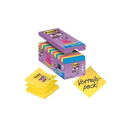 Post-it Haftnotizen Super Sticky Z-Notes, 76 x 76 mm, farbig