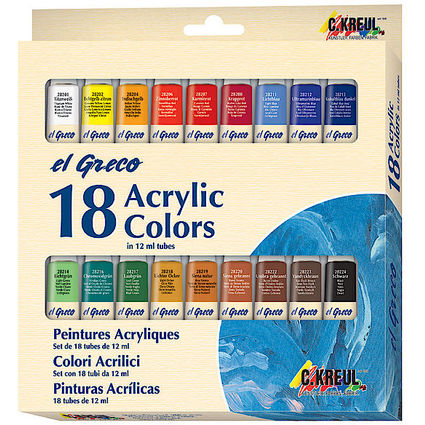 KREUL Acrylfarbe el Greco, 12 ml, 18er-Set