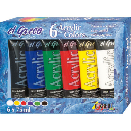 KREUL Acrylfarbe el Greco, 75 ml, 6er-Set