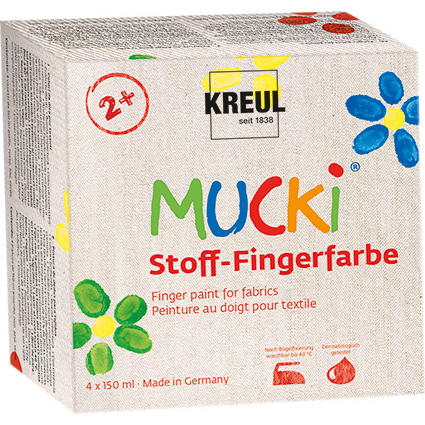 KREUL Stoff-Fingerfarbe "MUCKI", 150 ml, 4er-Set