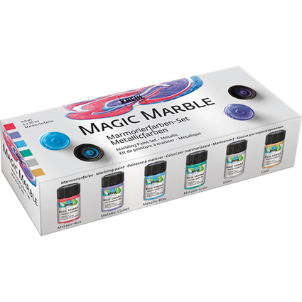 KREUL Marmorierfarbe "Magic Marble", Set Metallicfarben
