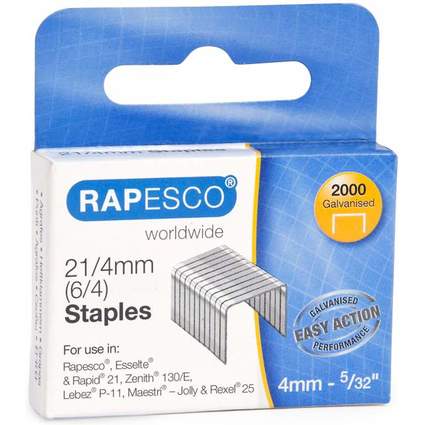 RAPESCO Heftklammern 21/4 mm, verzinkt, 2.000 Stck