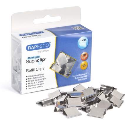 RAPESCO Dokumentenclips Supaclip 60, Edelstahl, 100 Stck