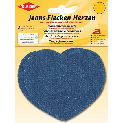 KLEIBER Jeans-Flecken Herzen, 85 x 105 mm , mittelblau