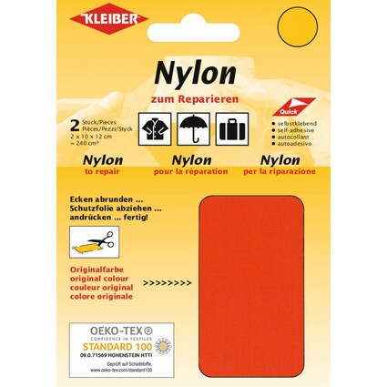 KLEIBER Nylon-Flicken, selbstklebend, neonorange