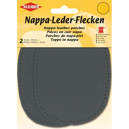 KLEIBER Nappa-Lederflecken oval, 100 x 125 mm, dunkelgrau